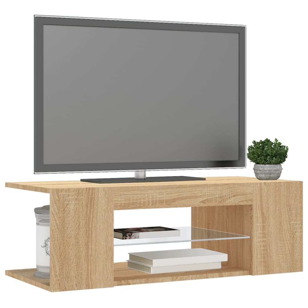 vidaXL TV Cabinet with LED Lights Sonoma Oak 90x39x30 cm