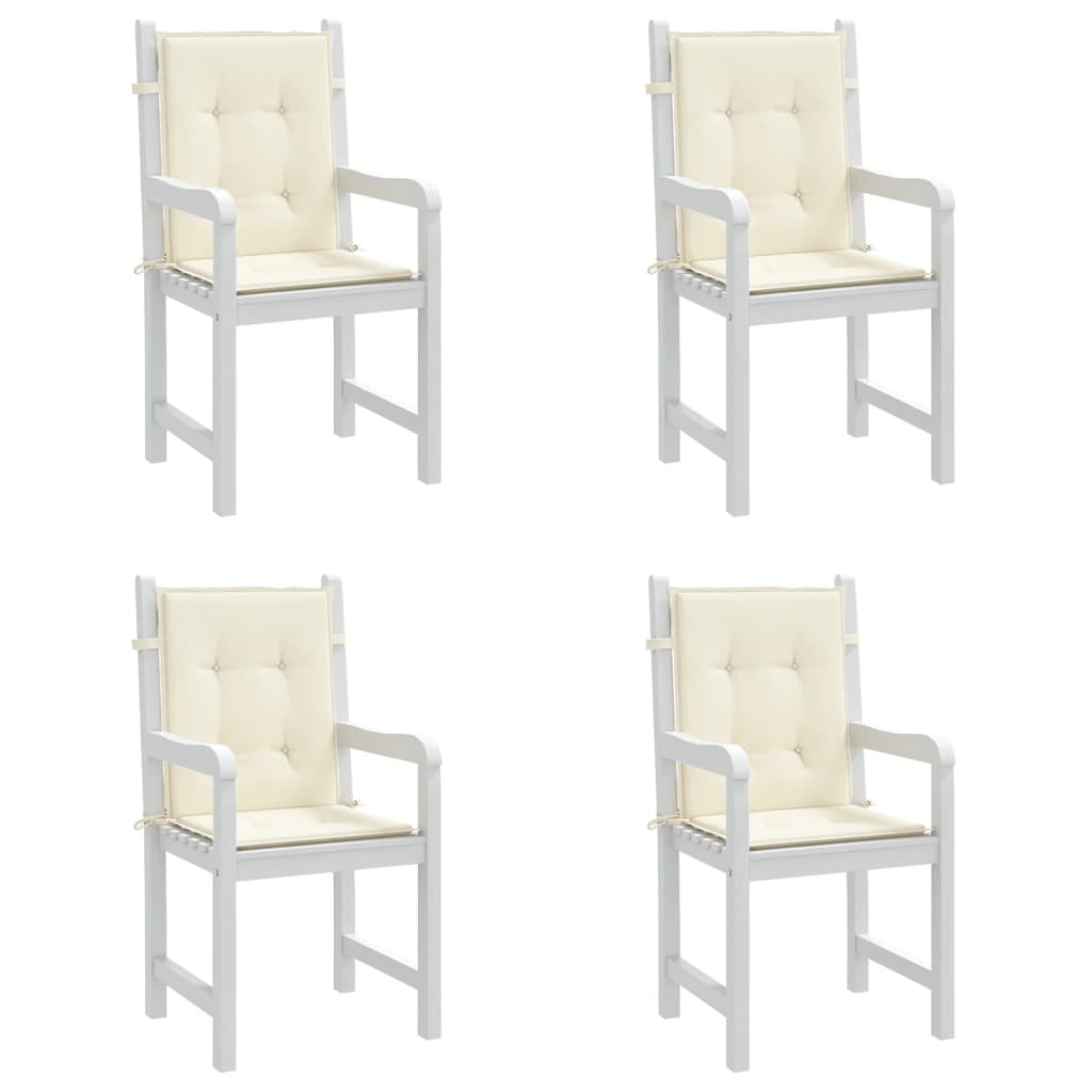 vidaXL Garden Lowback Chair Cushions 4 pcs Cream 100x50x3 cm Oxford Fabric