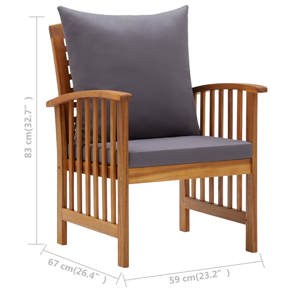 vidaXL 5 Piece Garden Lounge Set with Cushions Solid Acacia Wood (310255+2x310258)