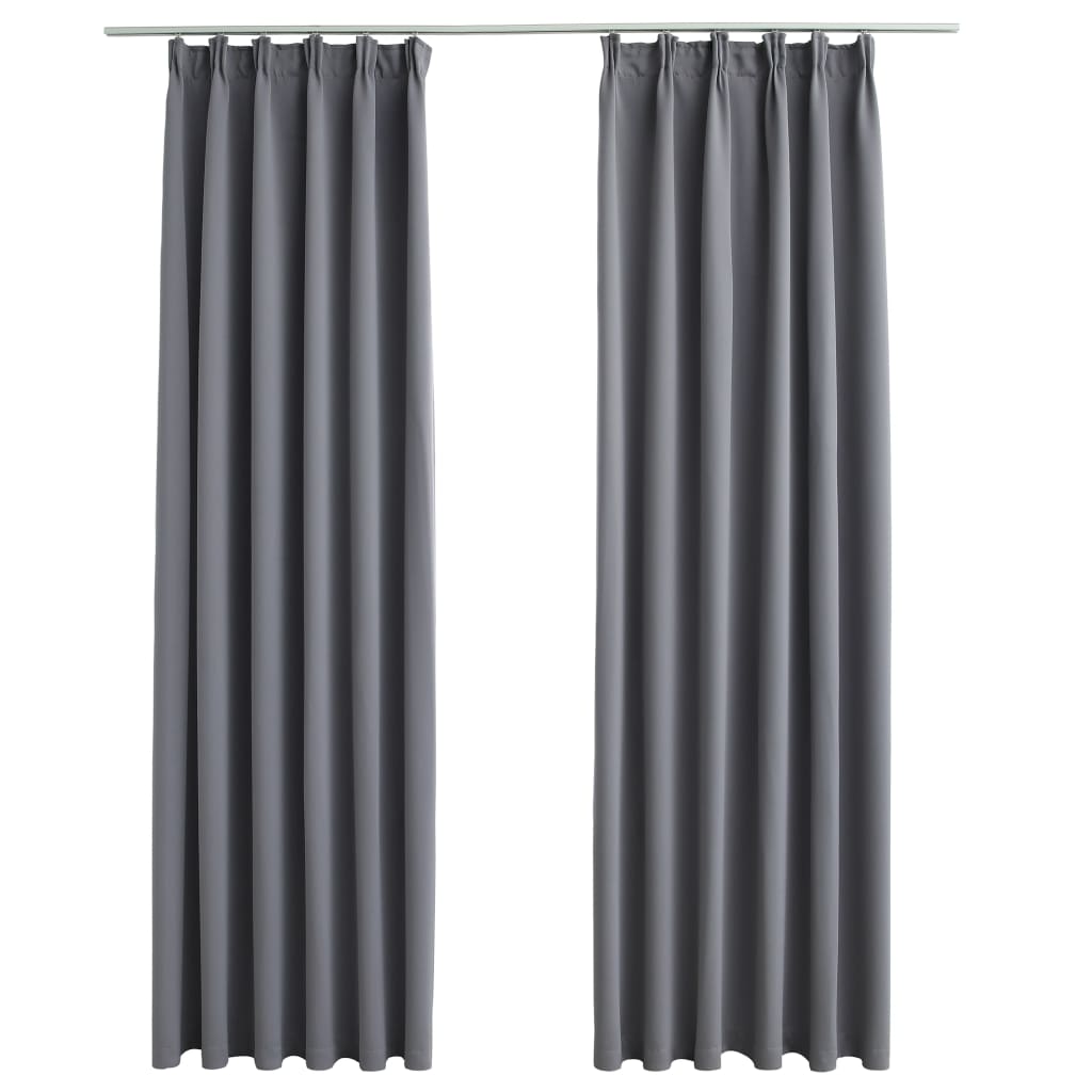 vidaXL Blackout Curtains with Hooks 2 pcs Grey 140x245 cm