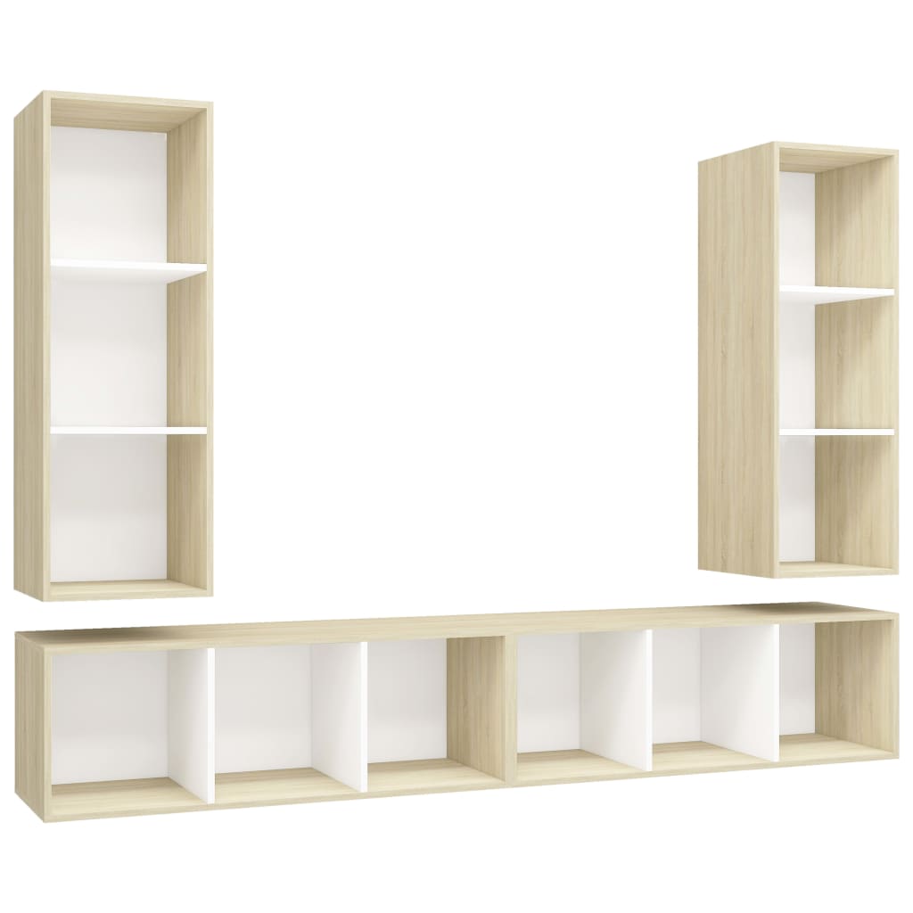 vidaXL Wall-mounted TV Cabinets 4 pcs White and Sonoma Oak Engineered Wood