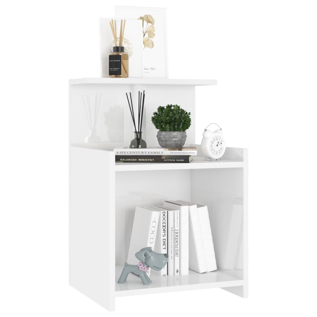 vidaXL Bed Cabinet High Gloss White 40x35x60 cm Engineered Wood