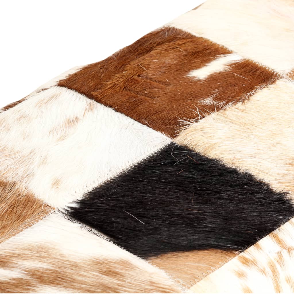 vidaXL Bench 160 cm Brown Patchwork Genuine Goat Leather
