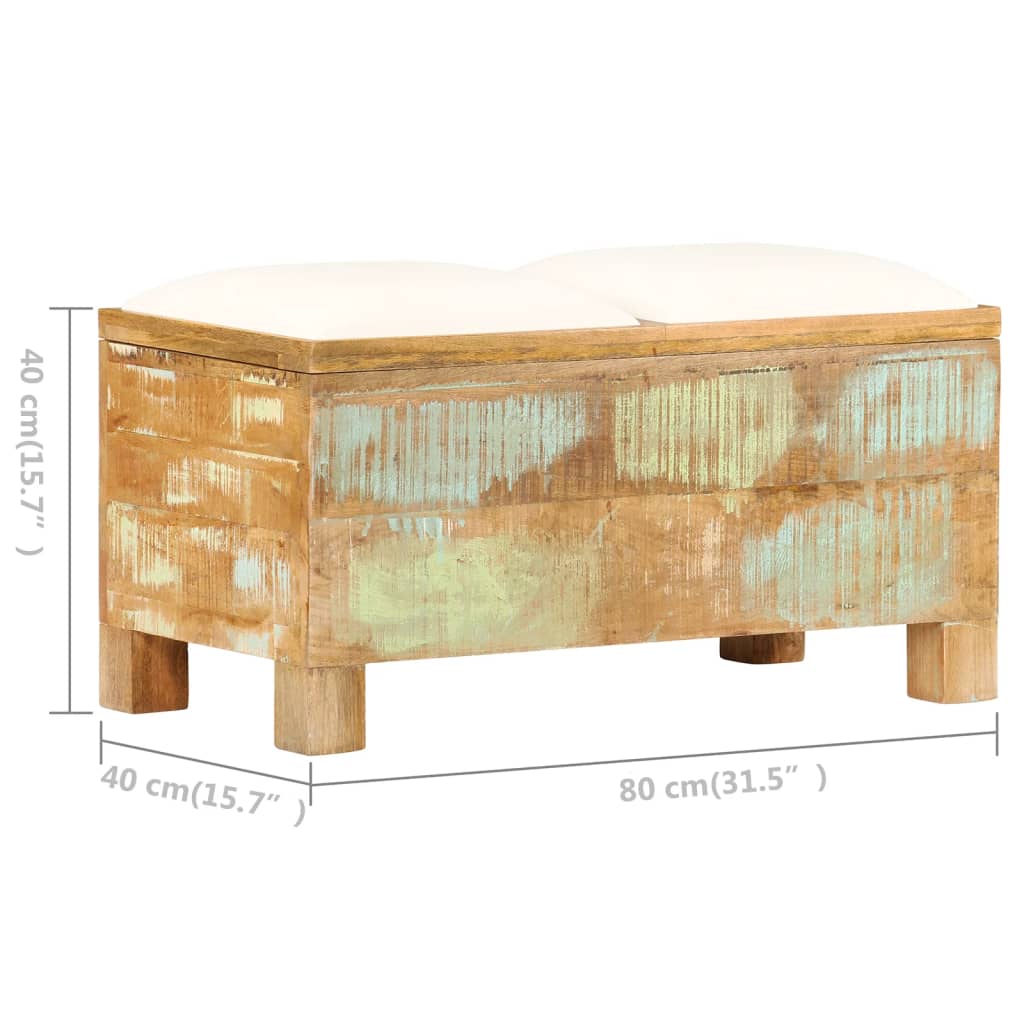 vidaXL Storage Bench Solid Reclaimed Wood 80x40x40 cm