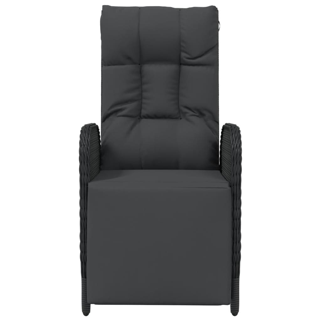 vidaXL Outdoor Reclining Chairs with Cushions 2 pcs Poly Rattan Black