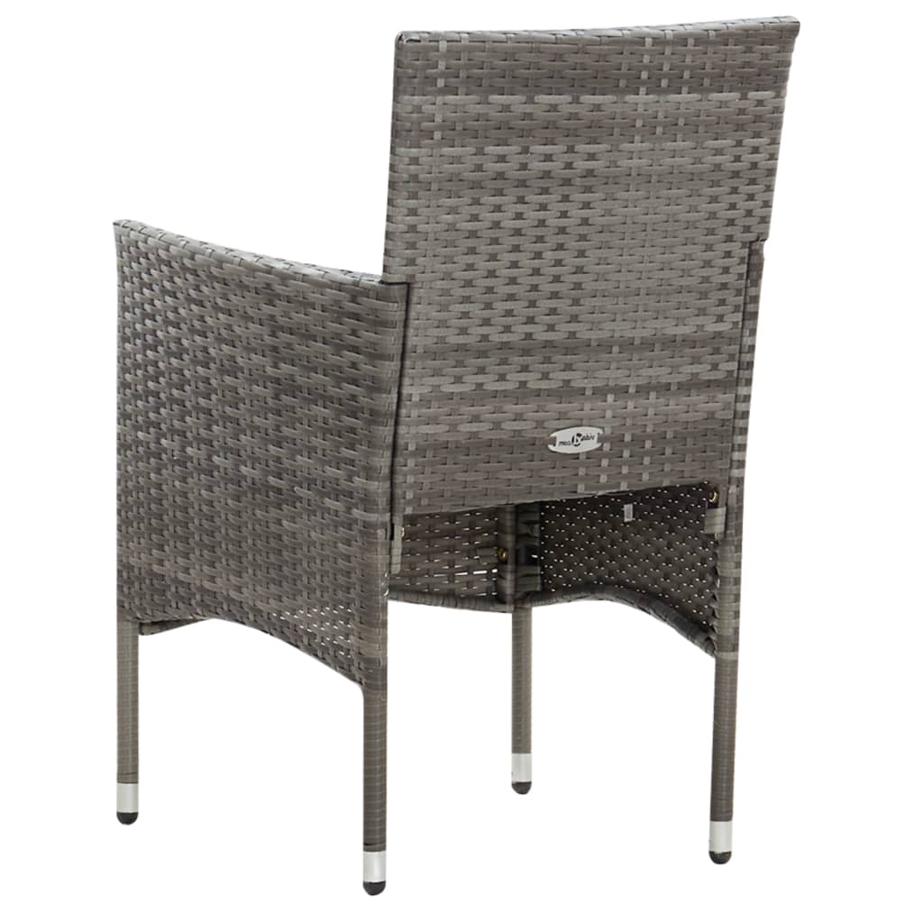 vidaXL 5 Piece Garden Lounge Set With Cushions Poly Rattan Grey