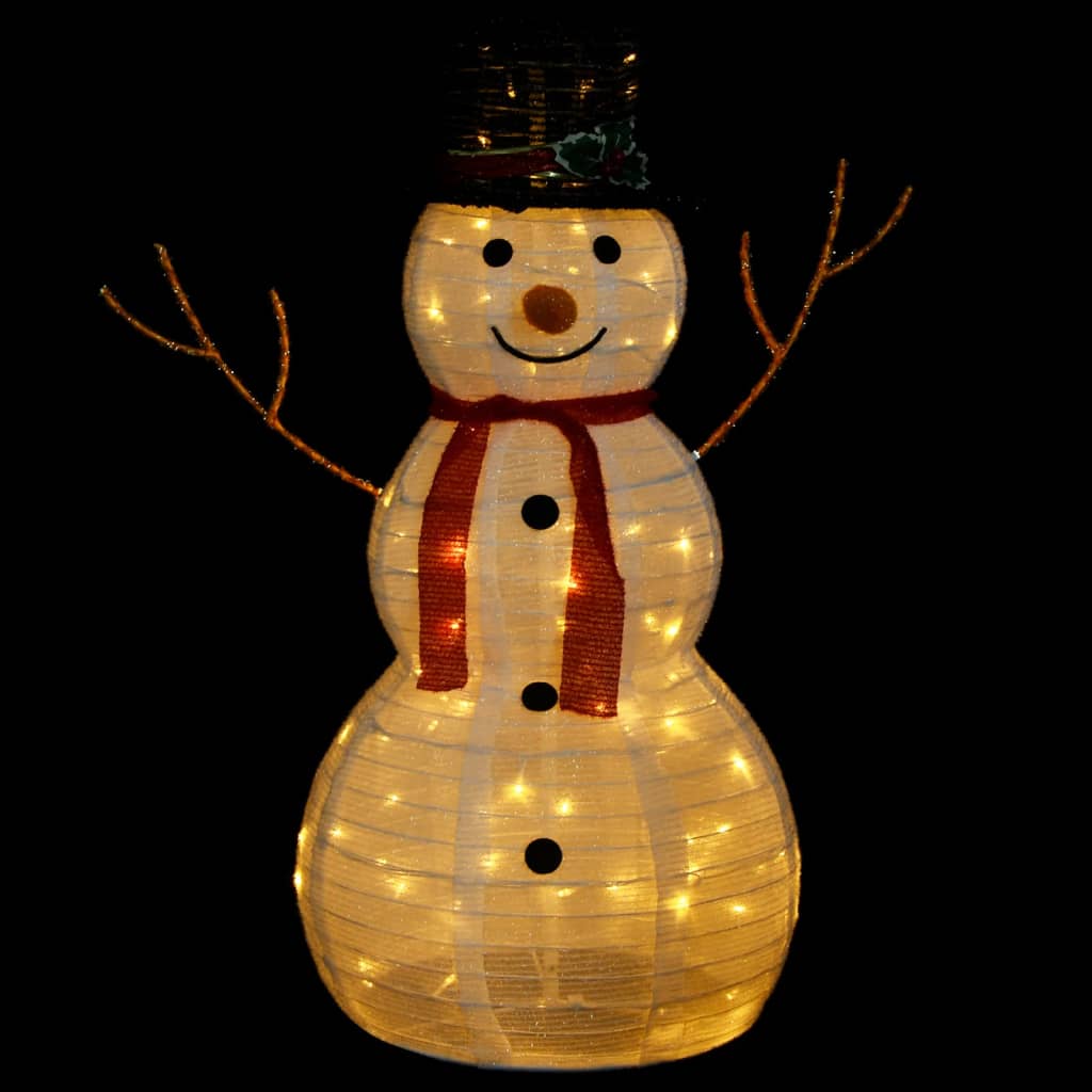 vidaXL Decorative Christmas Snowman Figure with LED Luxury Fabric 90cm