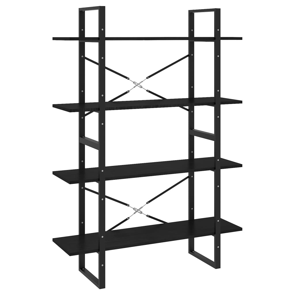 vidaXL 4-Tier Book Cabinet Black 100x30x140 cm Solid Pine Wood