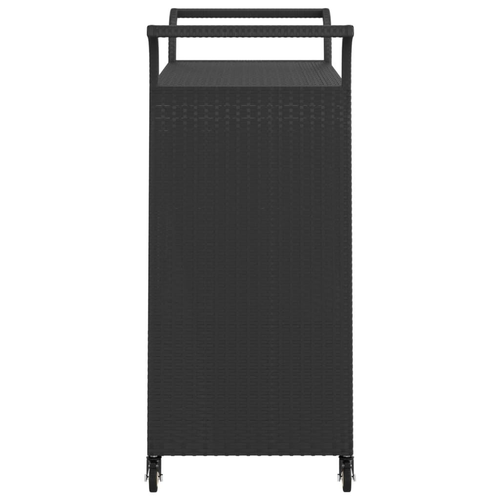 vidaXL Bar Cart with Drawer Black 100x45x97 cm Poly Rattan