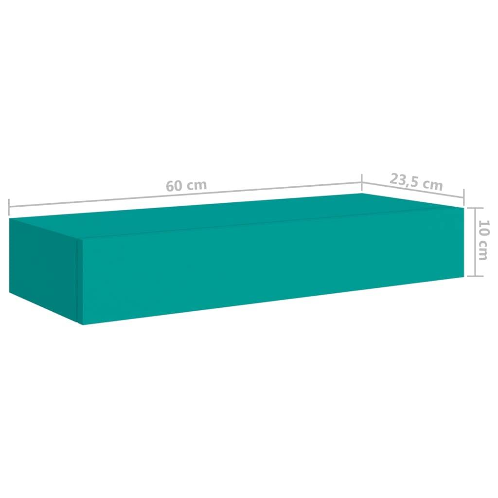 vidaXL Wall-mounted Drawer Shelf Blue 60x23.5x10cm MDF