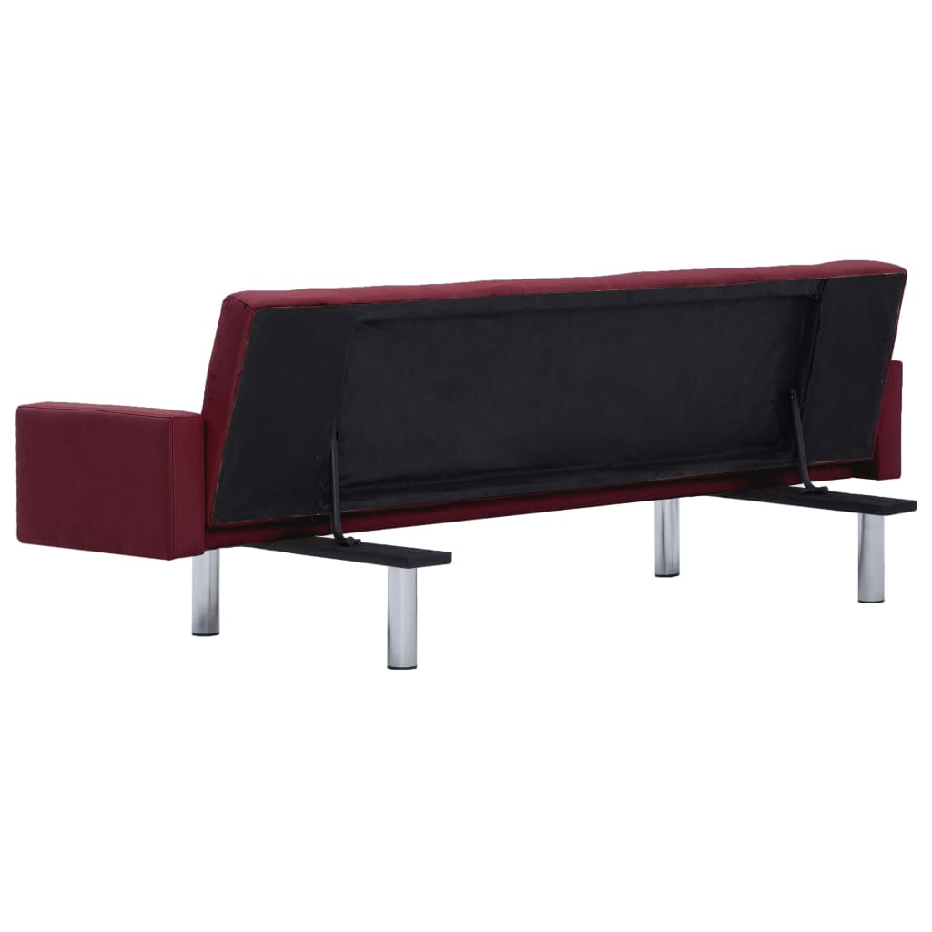 vidaXL Sofa Bed with Armrest Wine Red Polyester