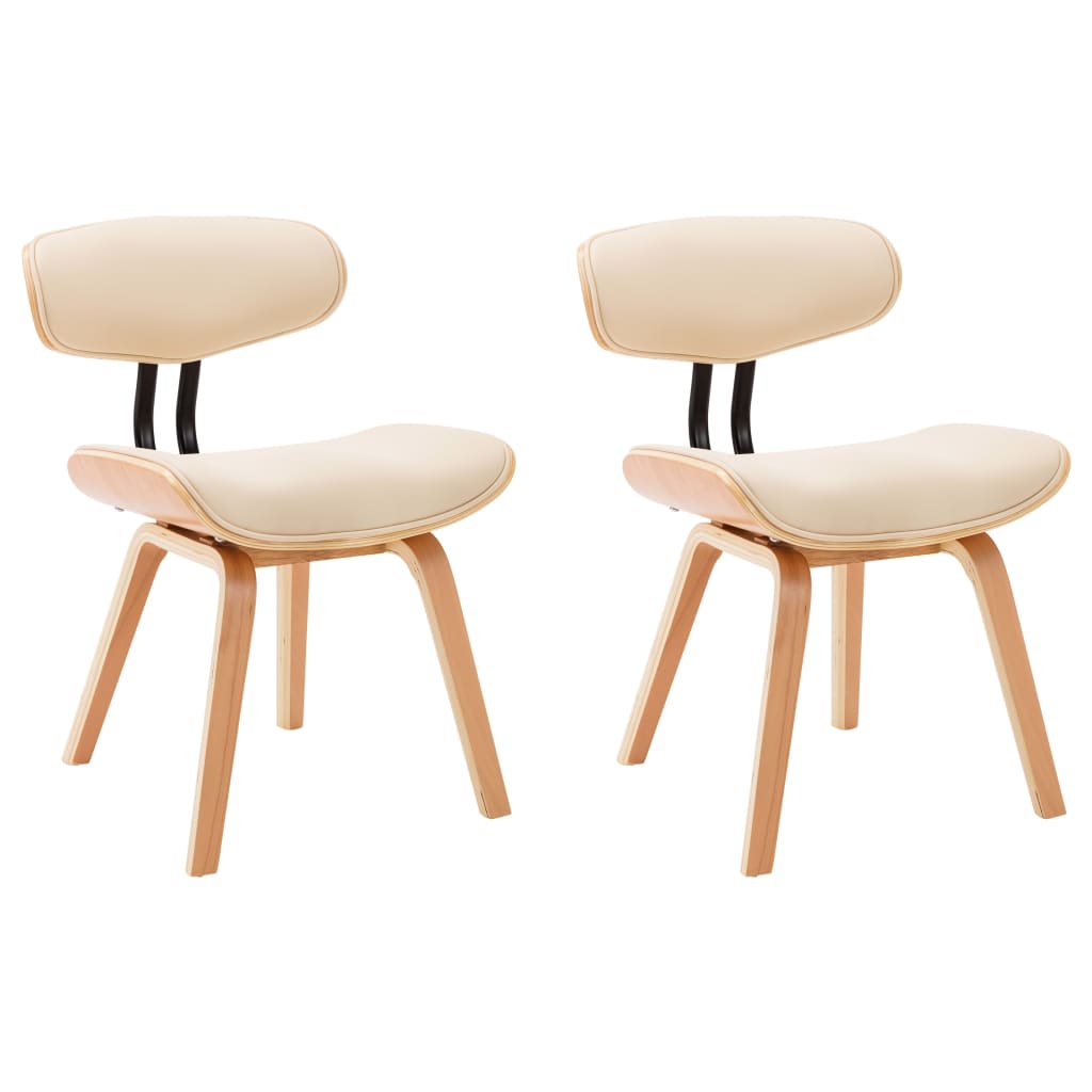 vidaXL Dining Chairs 2 pcs Cream Bent Wood and Faux Leather