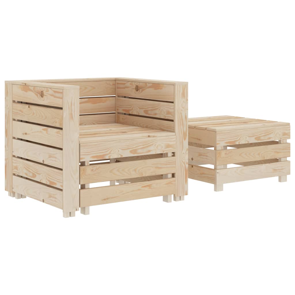 vidaXL 2 Piece Garden Pallet Lounge Set Wood