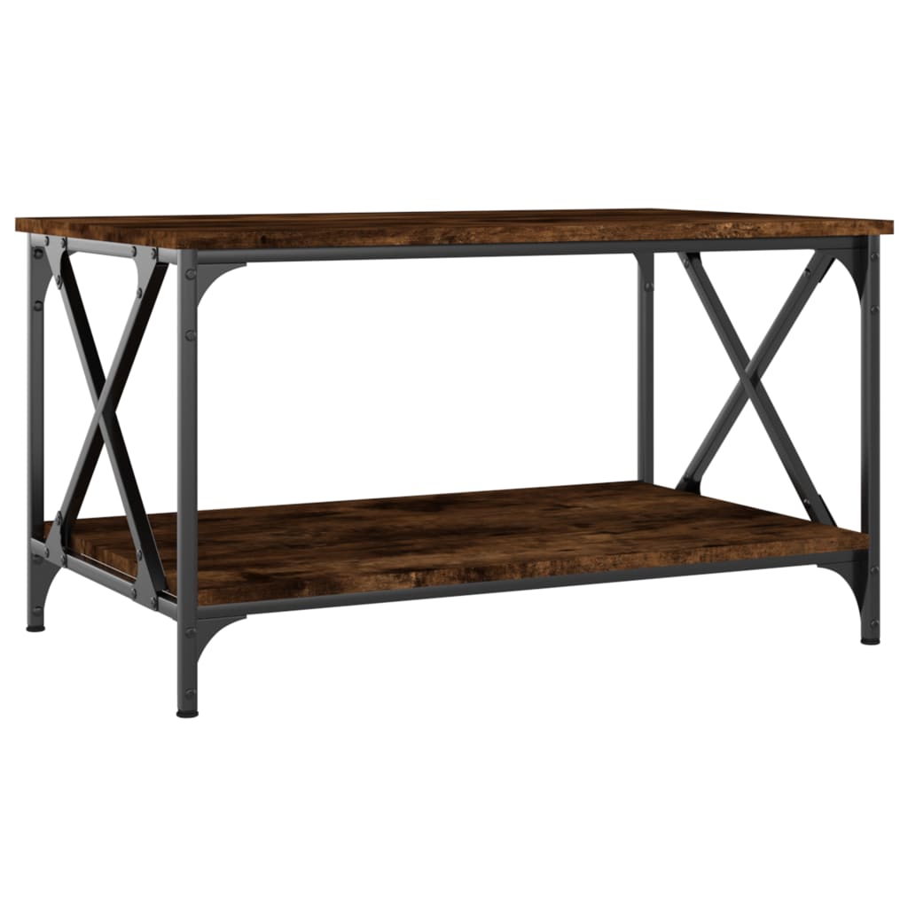 vidaXL Coffee Table Smoked Oak 80x50x45 cm Engineered Wood and Iron