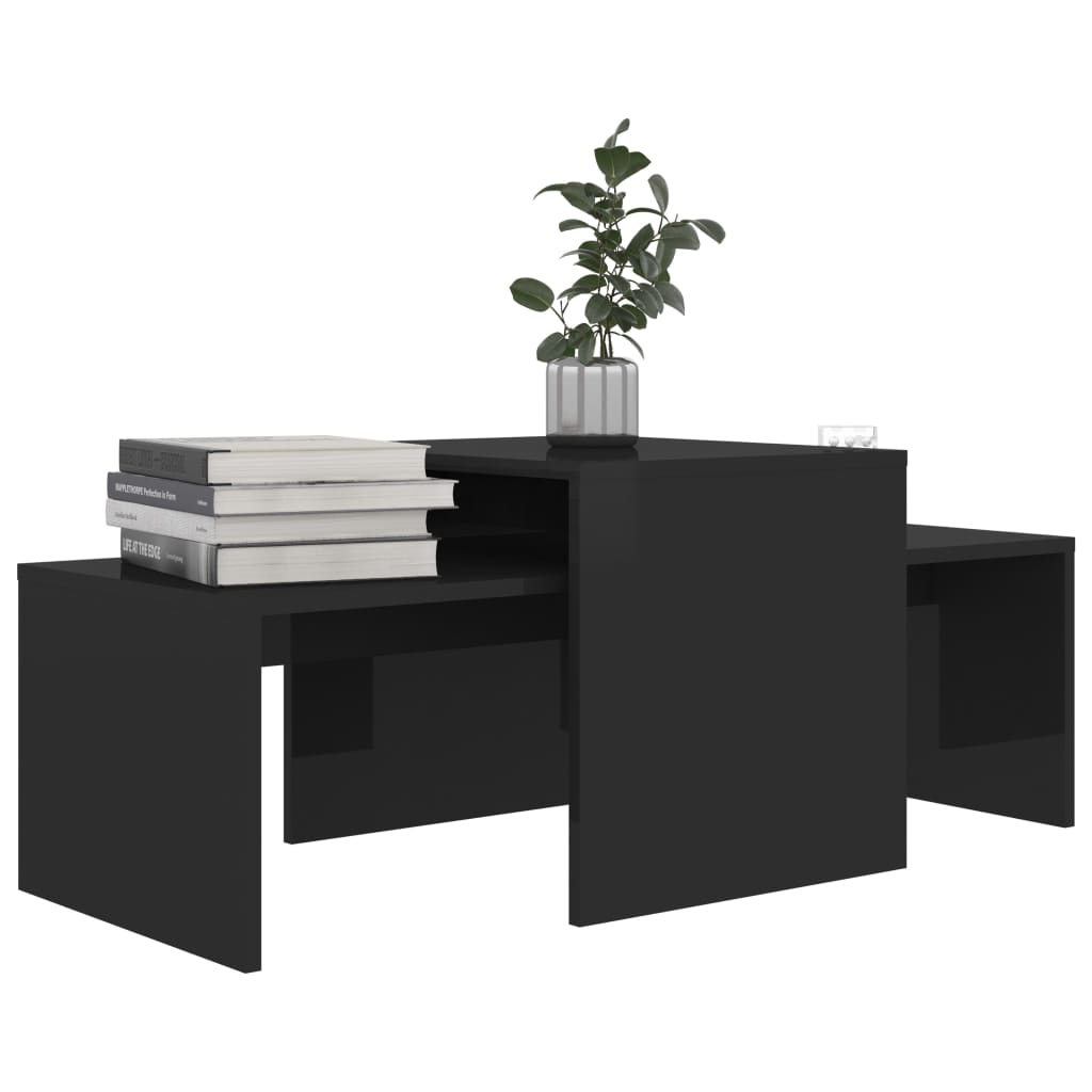 vidaXL Coffee Table Set High Gloss Black 100x48x40 cm Engineered Wood