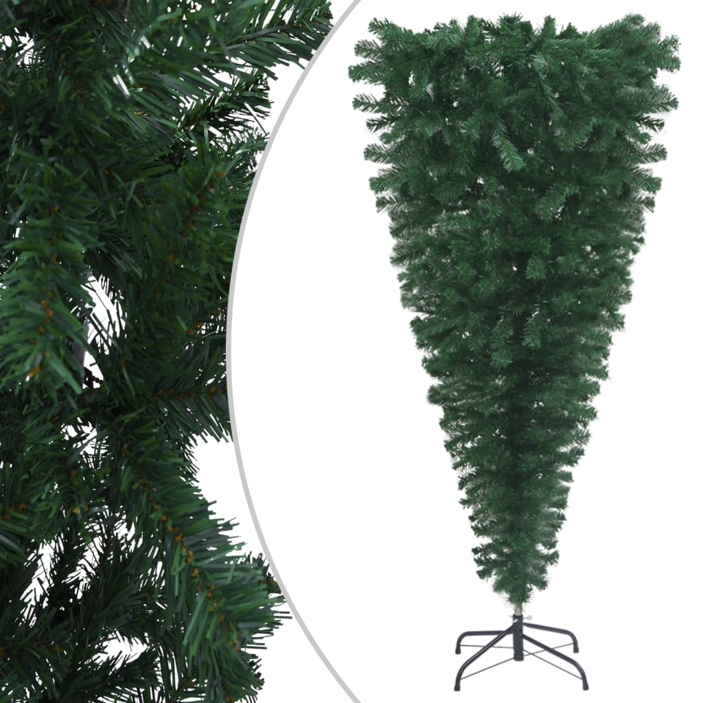 vidaXL Upside-down Artificial Pre-lit Christmas Tree with Ball Set 210 cm