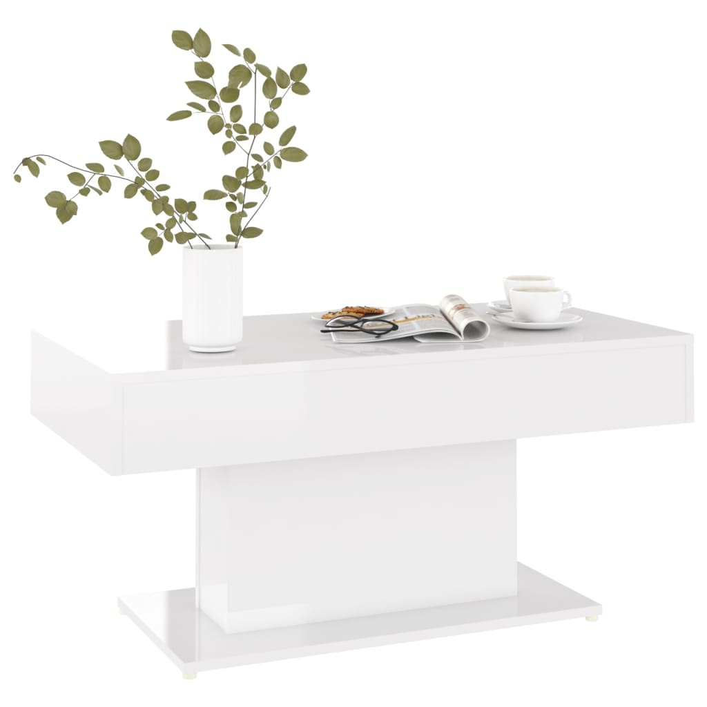 vidaXL Coffee Table High Gloss White 96x50x45 cm Chipboard