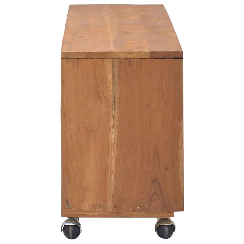 vidaXL TV Cabinet with Wheels 110x30x40 cm Solid Teak Wood