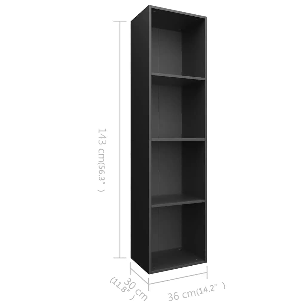 vidaXL Book Cabinet/TV Cabinet Black 36x30x143 cm Engineered Wood