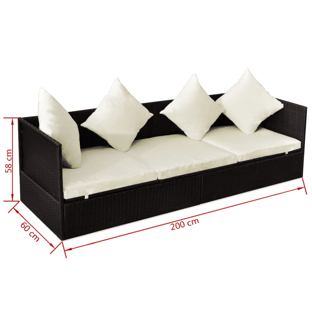vidaXL Outdoor Sofa with Cushion & Pillow Poly Rattan Brown