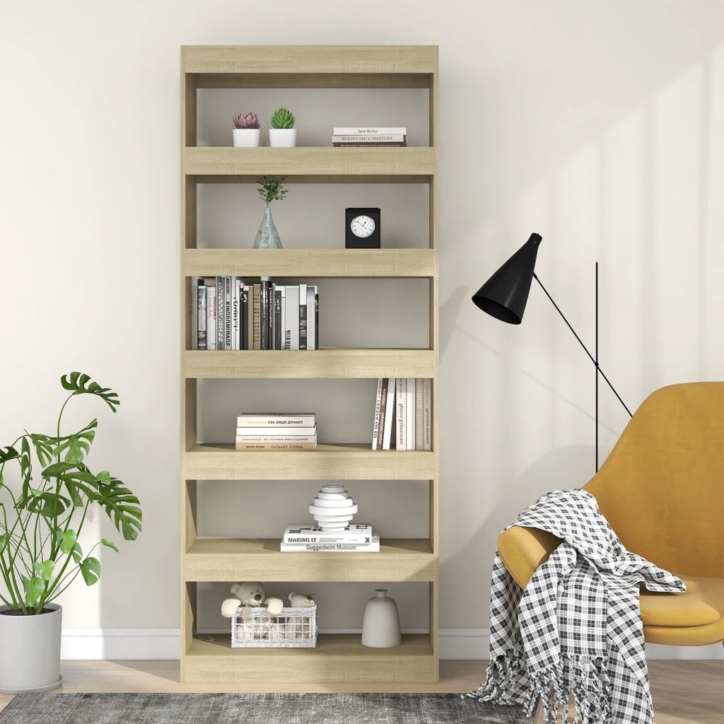 vidaXL Book Cabinet/Room Divider Sonoma Oak 80x30x198 cm Engineered Wood