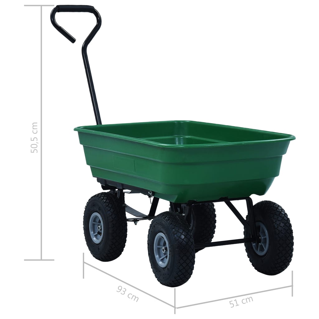 vidaXL Garden Tipping Hand Cart 300 kg 75L Green