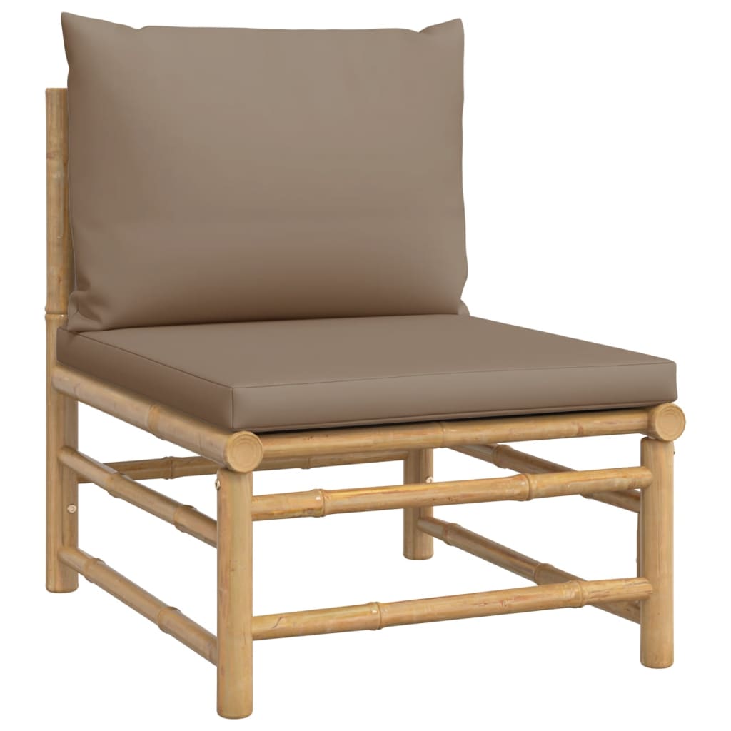 vidaXL 3 Piece Garden Lounge Set with Taupe Cushions Bamboo