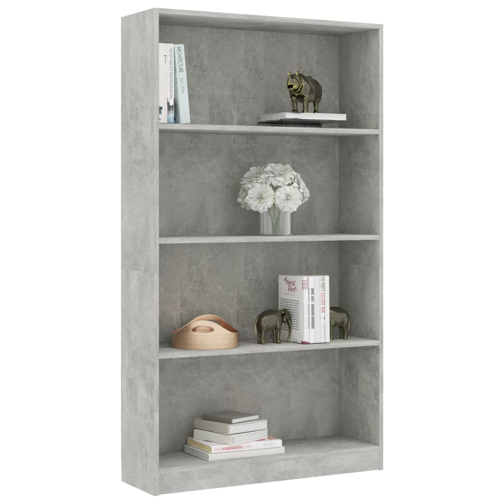 vidaXL 4-Tier Book Cabinet Concrete Grey 80x24x142 cm Engineered Wood