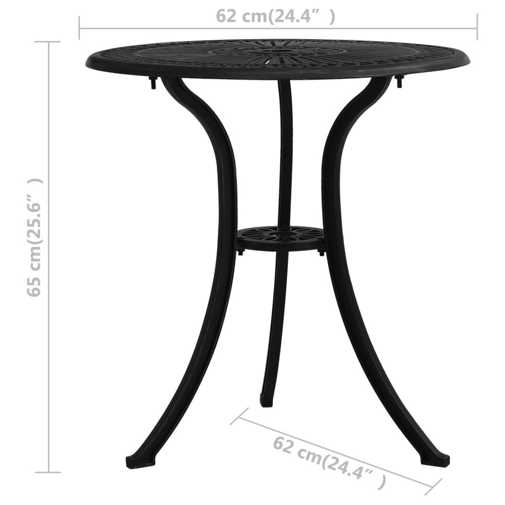 vidaXL Garden Table Black 62x62x65 cm Cast Aluminium