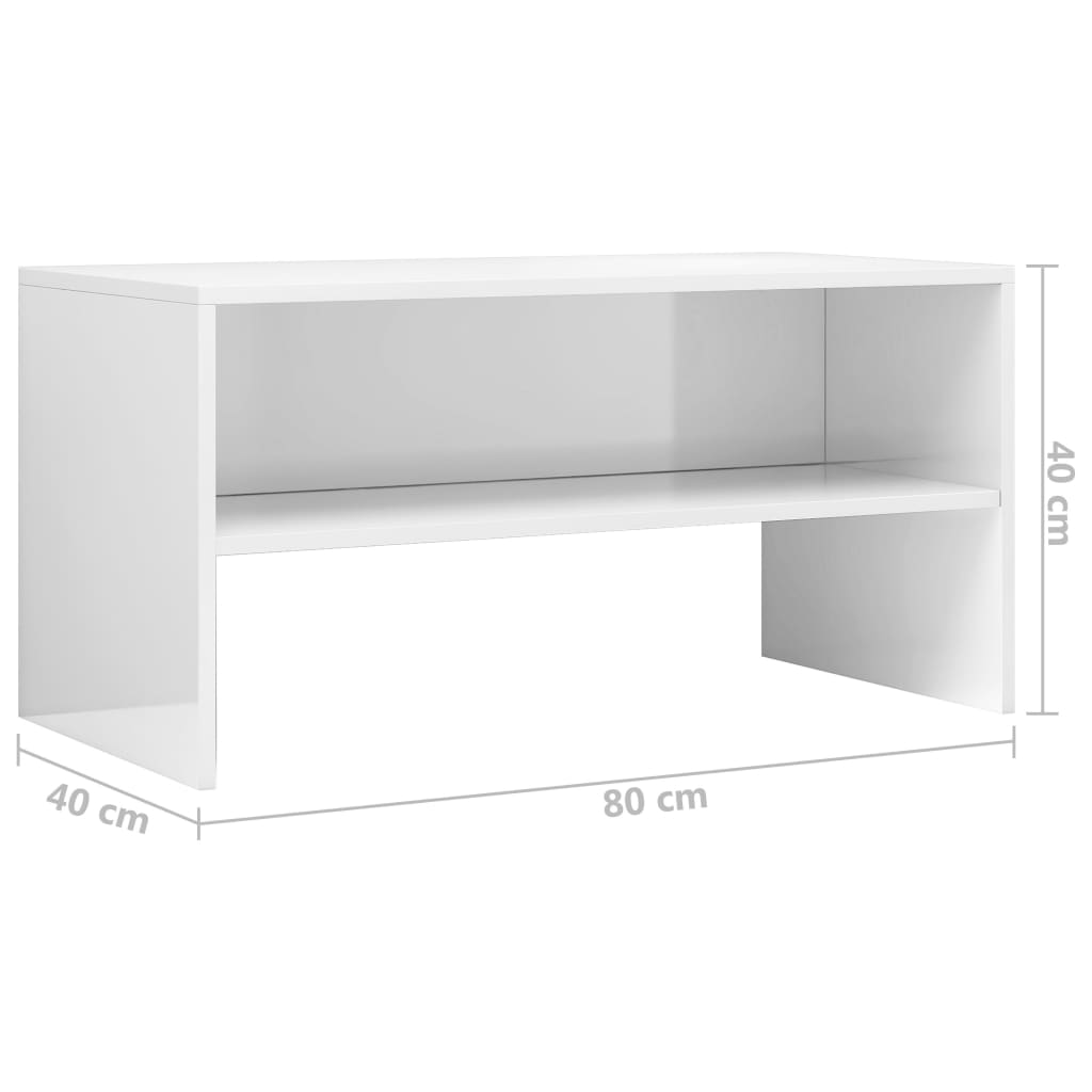 vidaXL TV Cabinet High Gloss White 80x40x40 cm Engineered Wood