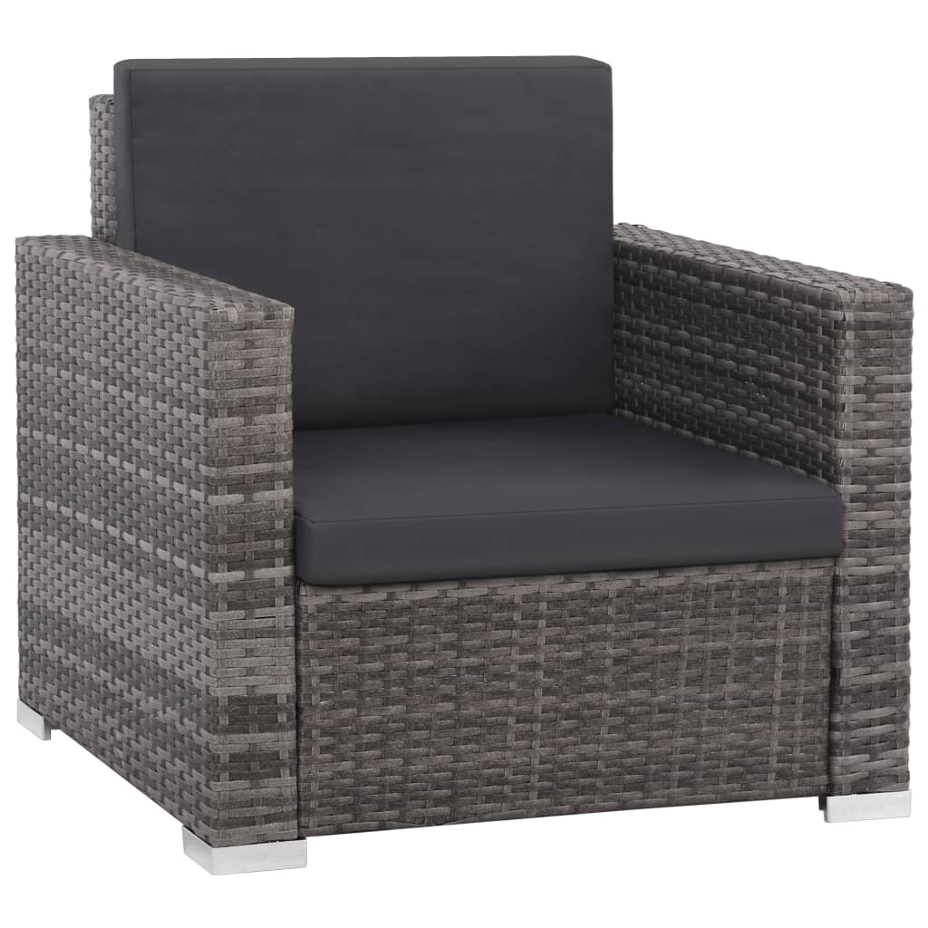 vidaXL 12 Piece Garden Lounge Set with Cushions Poly Rattan Grey