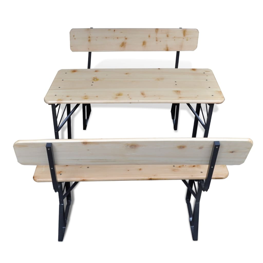 vidaXL Folding Beer Table with 2 Benches 120 cm Pinewood