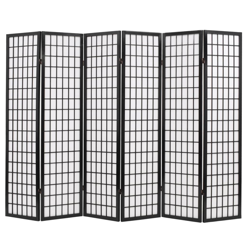 vidaXL Folding 6-Panel Room Divider Japanese Style 240x170 cm Black