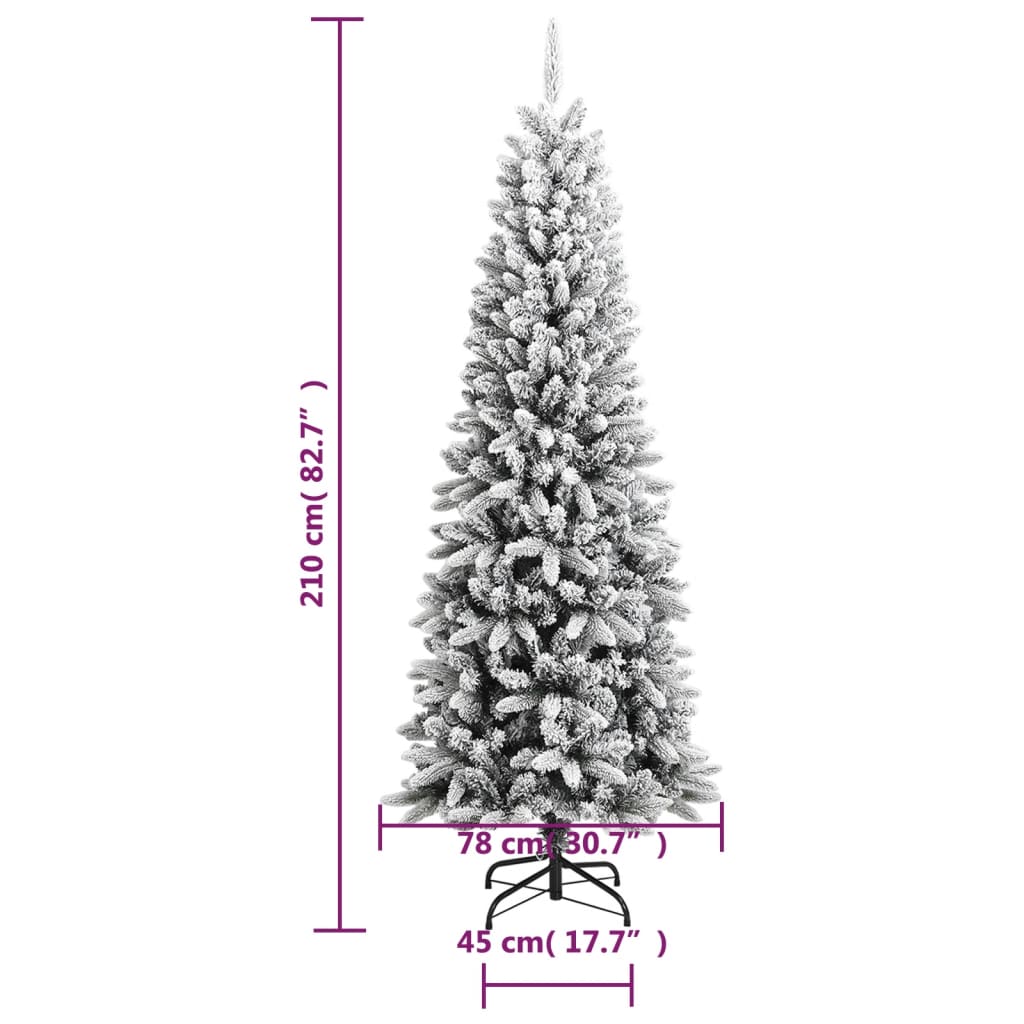 vidaXL Artificial Christmas Tree with Flocked Snow 210 cm PVC&PE