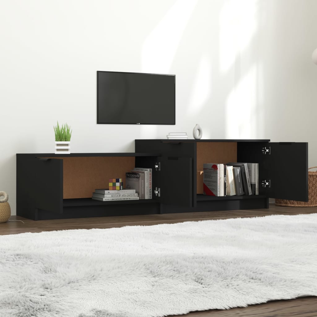 vidaXL TV Cabinet Black 158.5x36x45 cm Engineered Wood