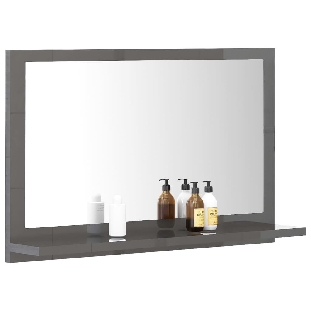 vidaXL Bathroom Mirror High Gloss Grey 60x10.5x37 cm Engineered Wood