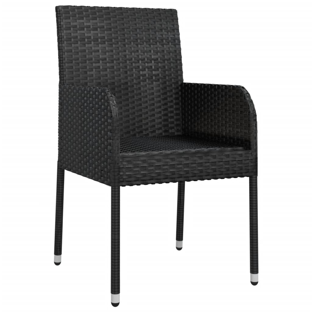vidaXL Garden Chairs with Cushions 4 pcs Poly Rattan Black
