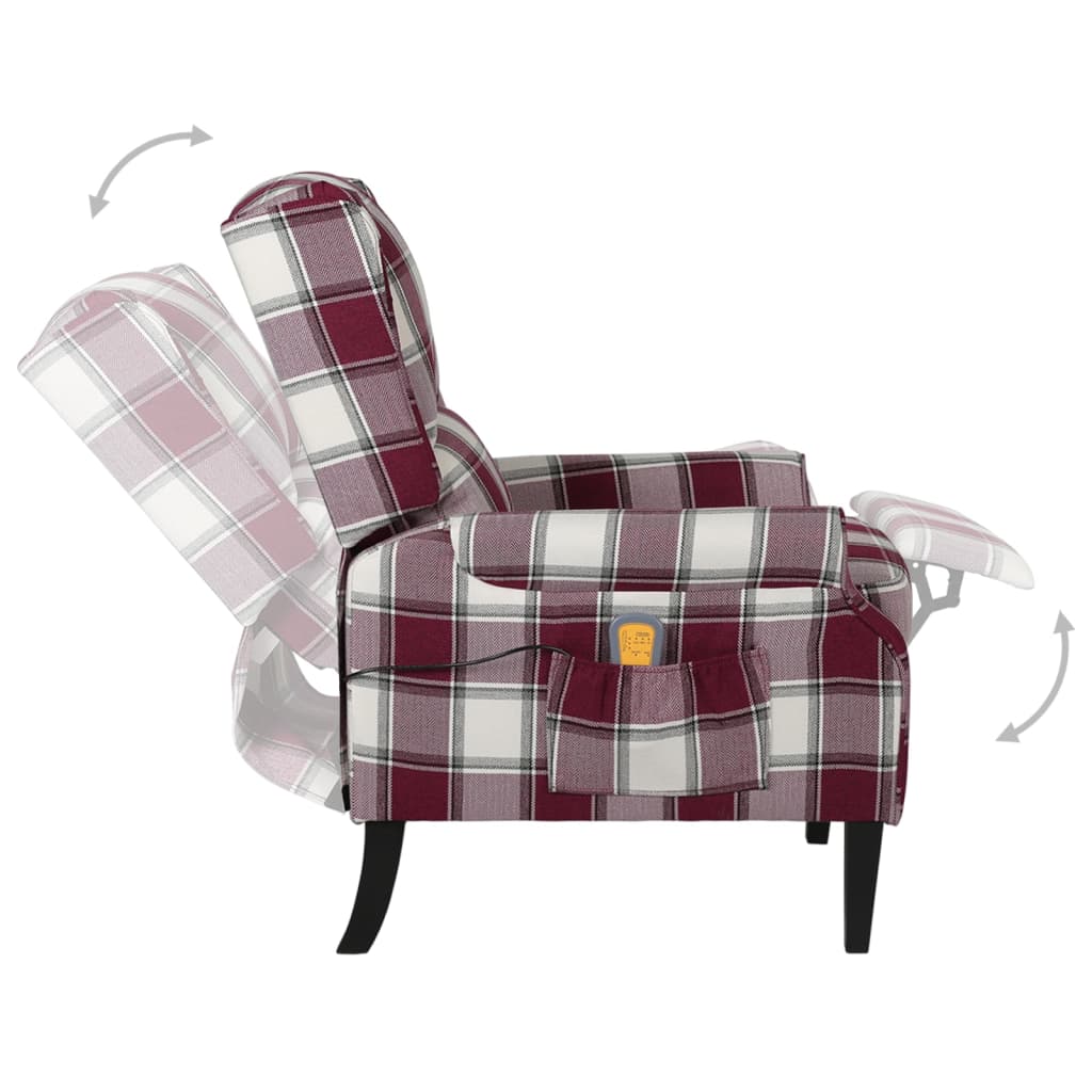 vidaXL Massage Reclining Chair Red Fabric