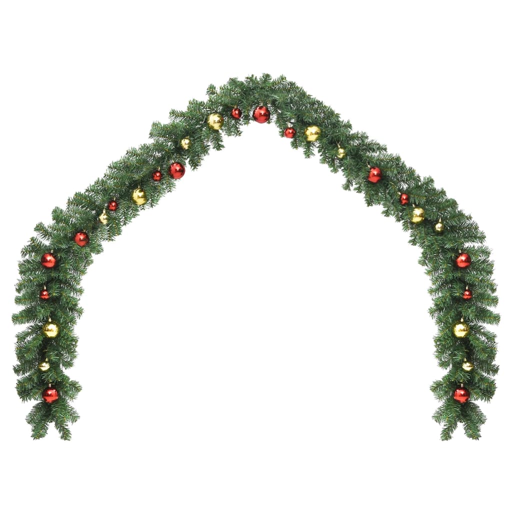 vidaXL Christmas Garland Decorated with Baubles and LED Lights 20 m