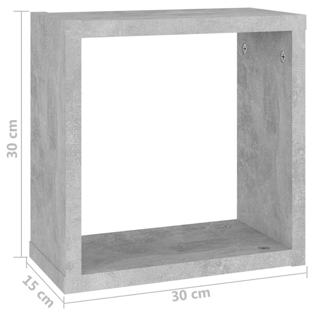 vidaXL Wall Cube Shelves 6 pcs Concrete Grey 30x15x30 cm