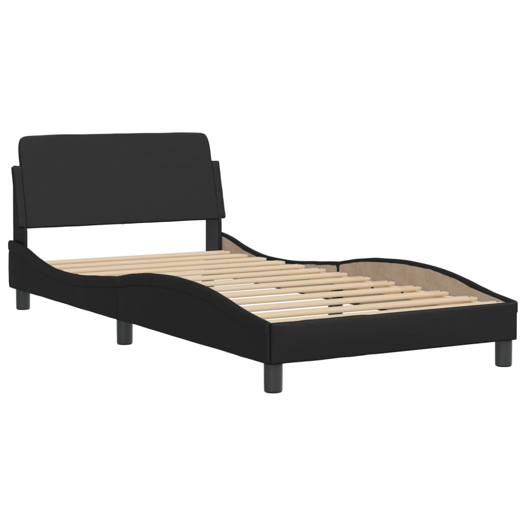 vidaXL Bed Frame with Headboard Black 107x203 cm Faux Leather