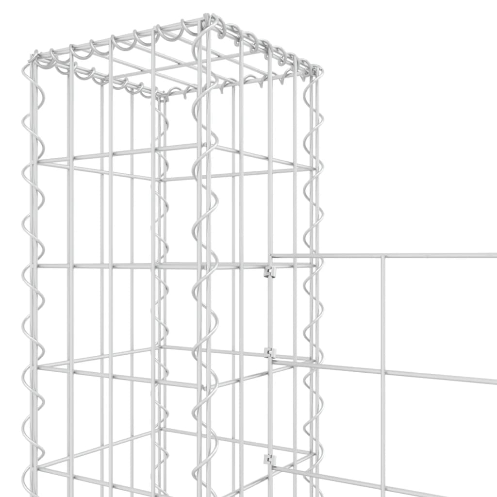 vidaXL U-shape Gabion Basket with 6 Posts Iron 620x20x200 cm