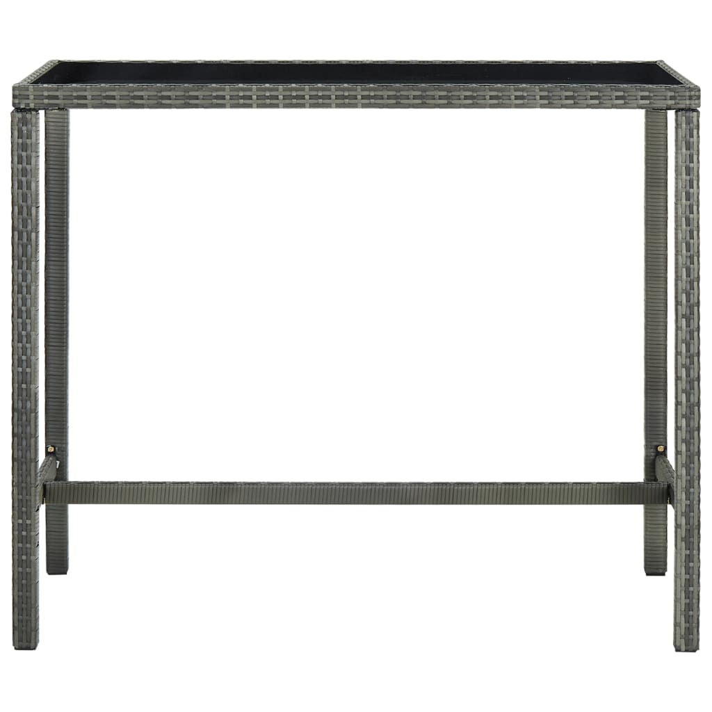 vidaXL Garden Bar Table Grey 130x60x110 cm Poly Rattan and Glass