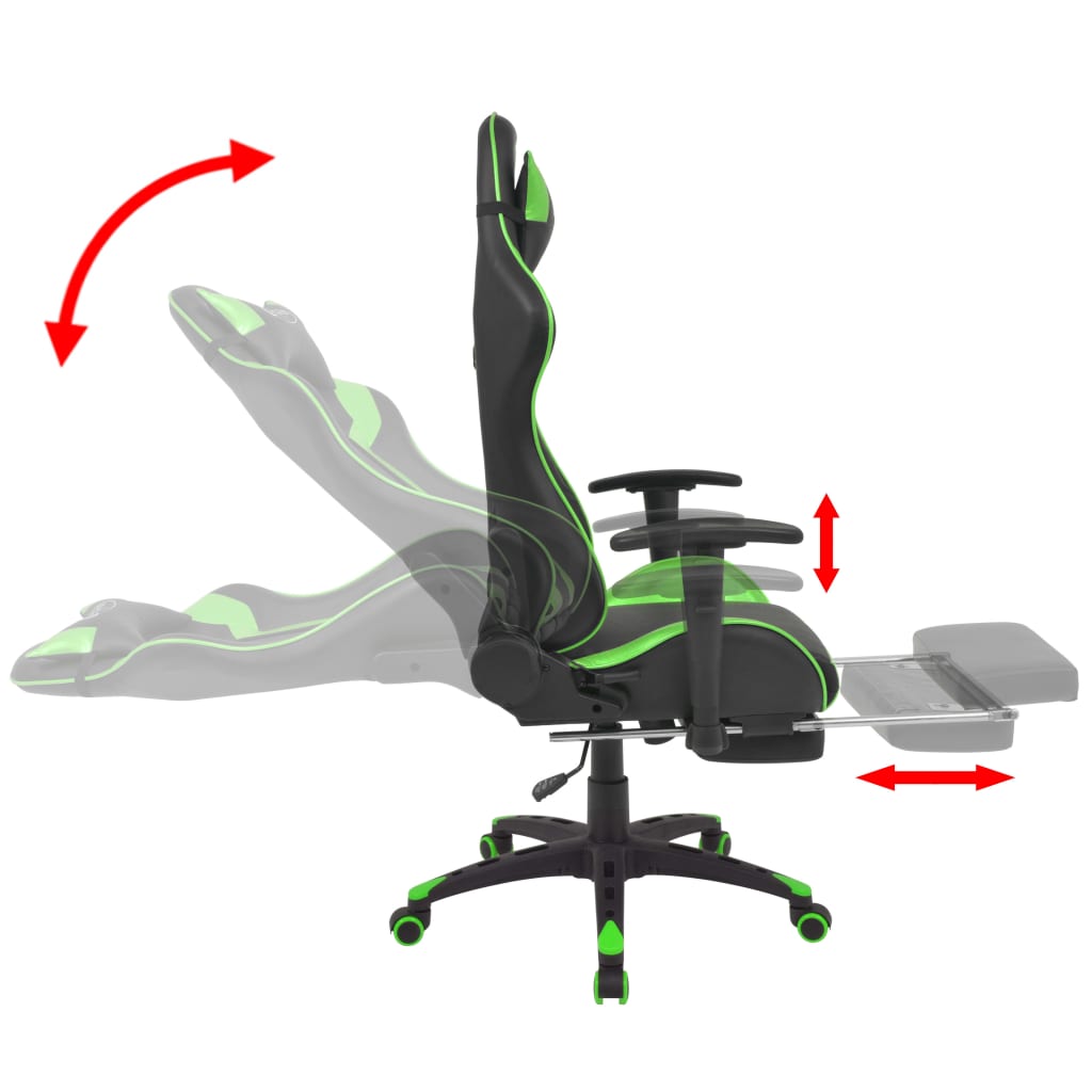 vidaXL Reclining Office Racing Chair with Footrest Green