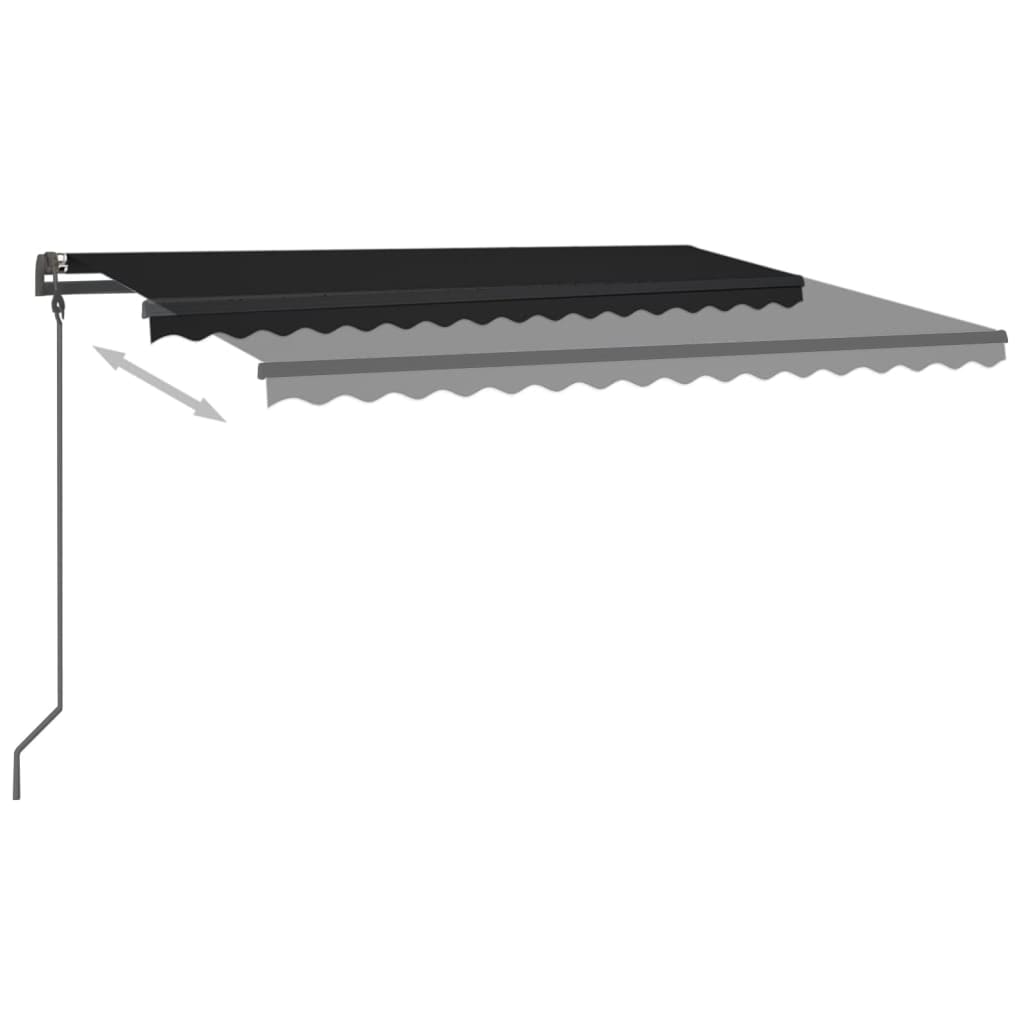 vidaXL Manual Retractable Awning with LED 4x3 m Anthracite