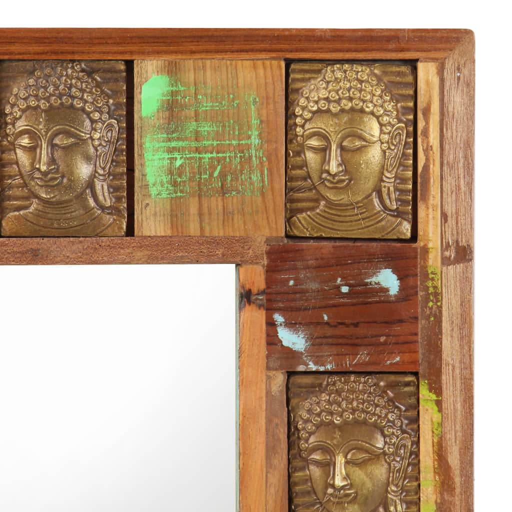 vidaXL Mirror with Buddha Cladding 80x50 cm Solid Reclaimed Wood