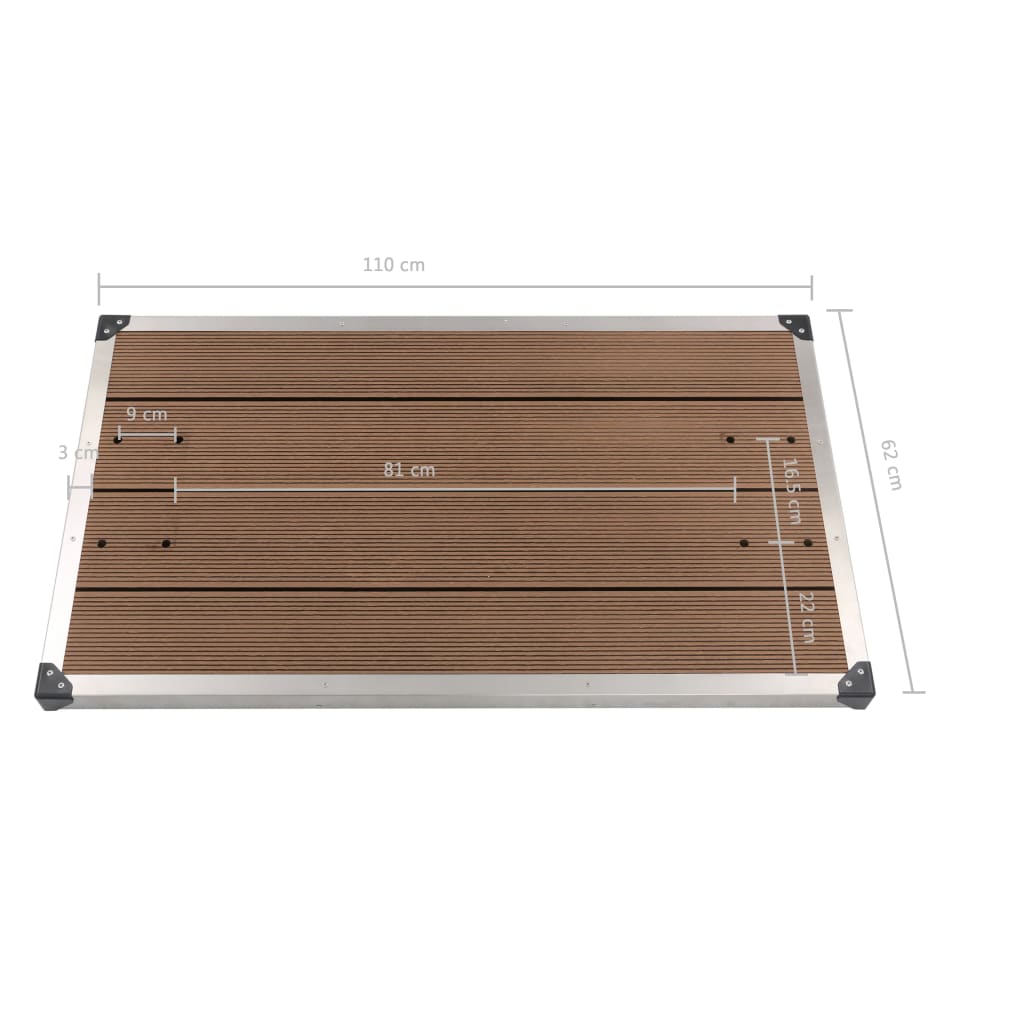 vidaXL Outdoor Shower Tray WPC Stainless Steel 110x62 cm Brown