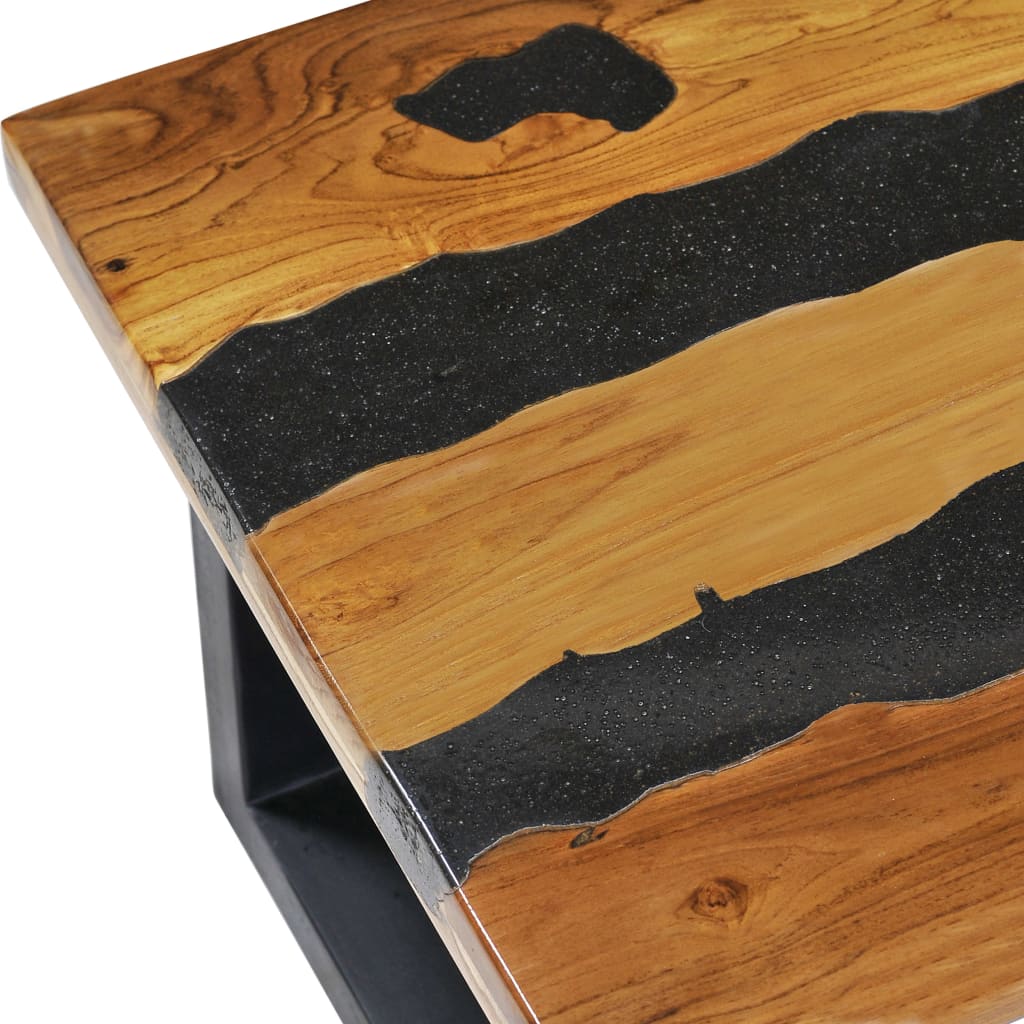 vidaXL Coffee Table 100x50x40 cm Solid Teak Wood and Lava Stone