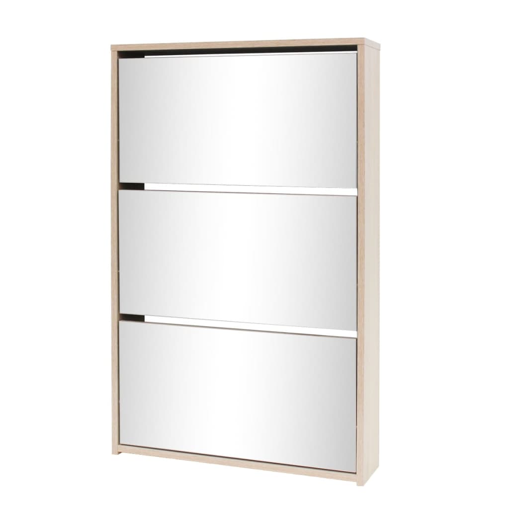 vidaXL Shoe Cabinet 3-Layer Mirror Oak 63x17x102.5 cm
