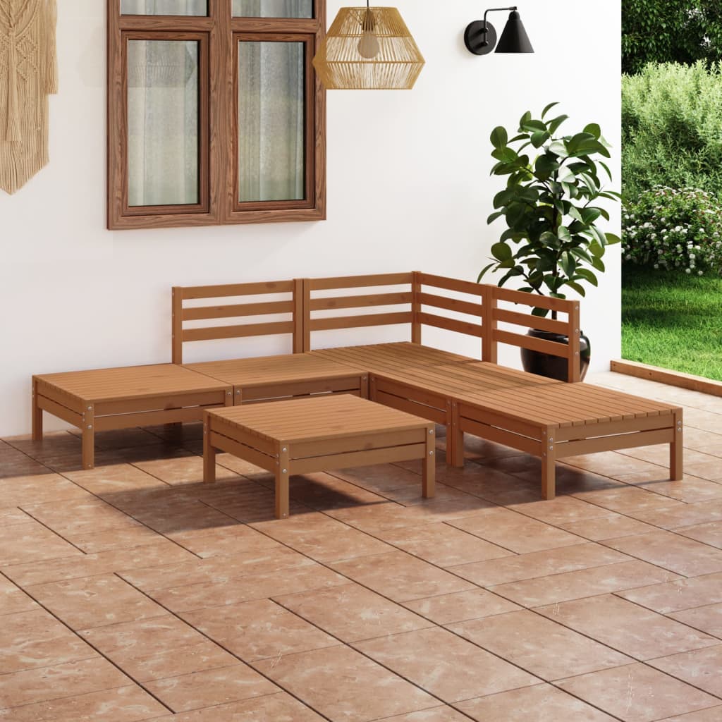 vidaXL 6 Piece Garden Lounge Set Solid Pinewood Honey Brown
